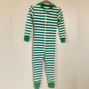 Old Navy Green Striped PJ Zipper Onepiece 4T
